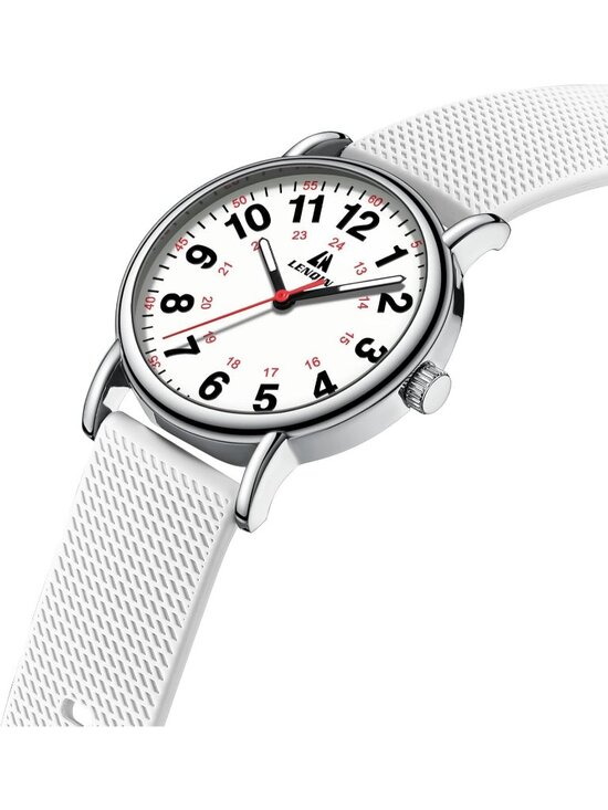 Women\'s White Leather Strap Analog Quartz Solid Luminous Dial Waterproof Watch main image 6